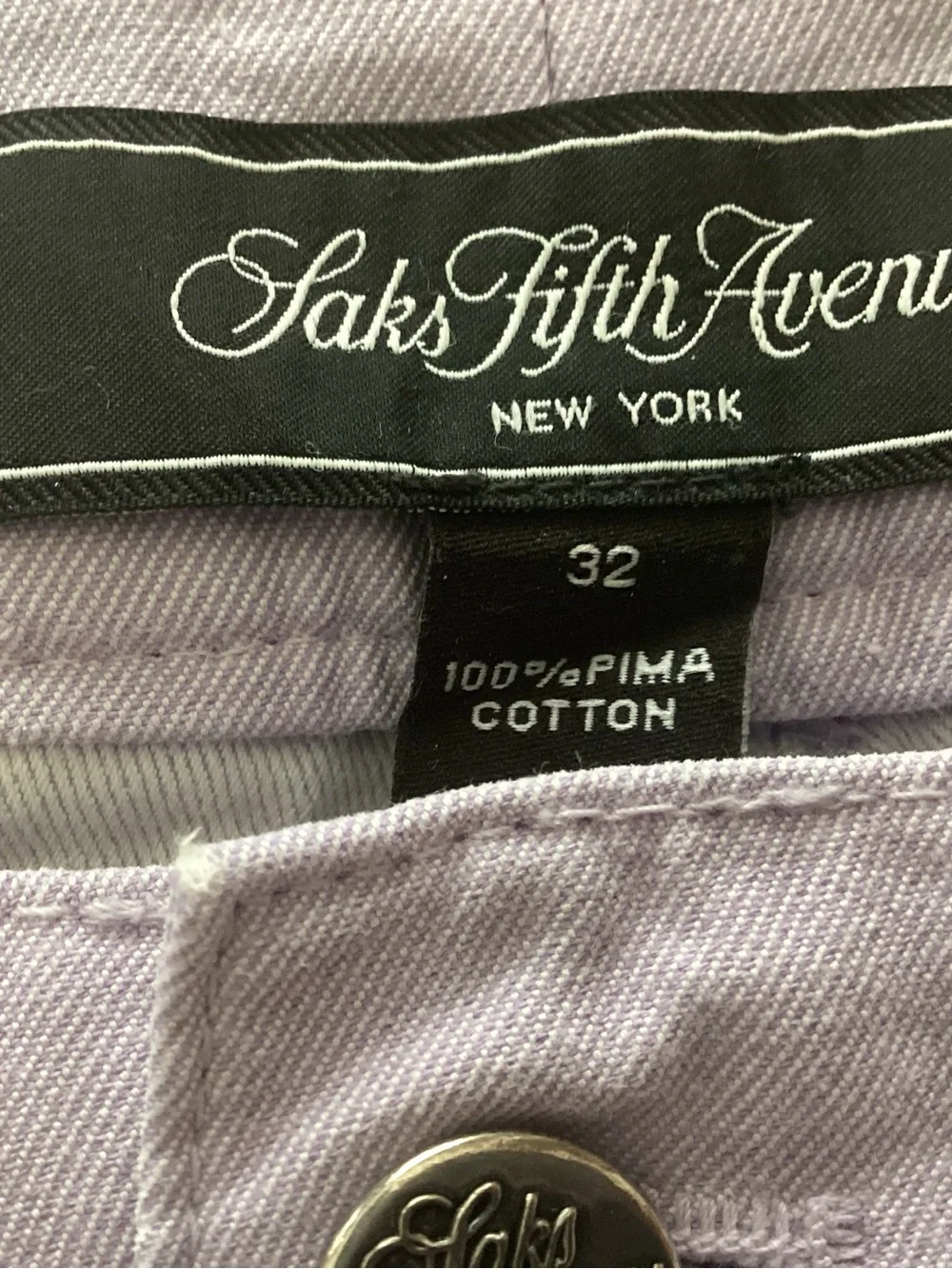 Saks Fifth Avenue Lavender Straight-Leg Cotton Pants